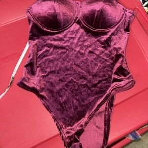 Elegant Velvet Bodysuit in Rich Purple